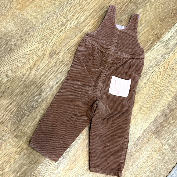 Hammies Retro Corduroy Overalls in Brown / Powder Pink |Size 1T - Picture 4 of 9